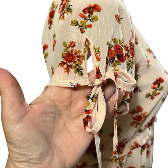 Madewell Tie-Sleeve Ruffle-Waist Midi Dress in Countryside Blooms size 00 - Picture 6 of 12